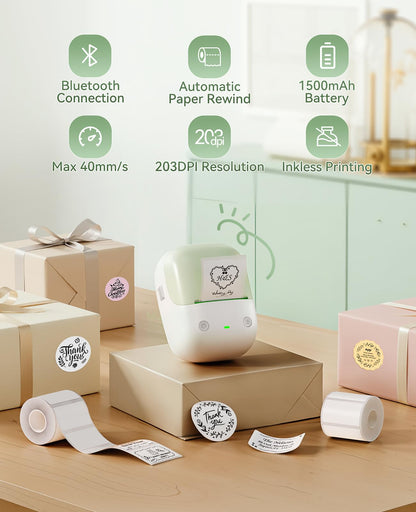 NIIMBOT B2 Label Maker Machine with Tape, Mini Portable Thermal Sticker Printer, Bluetooth Labeler for Home Kitchen Office and Business Organization Monochrome Printing