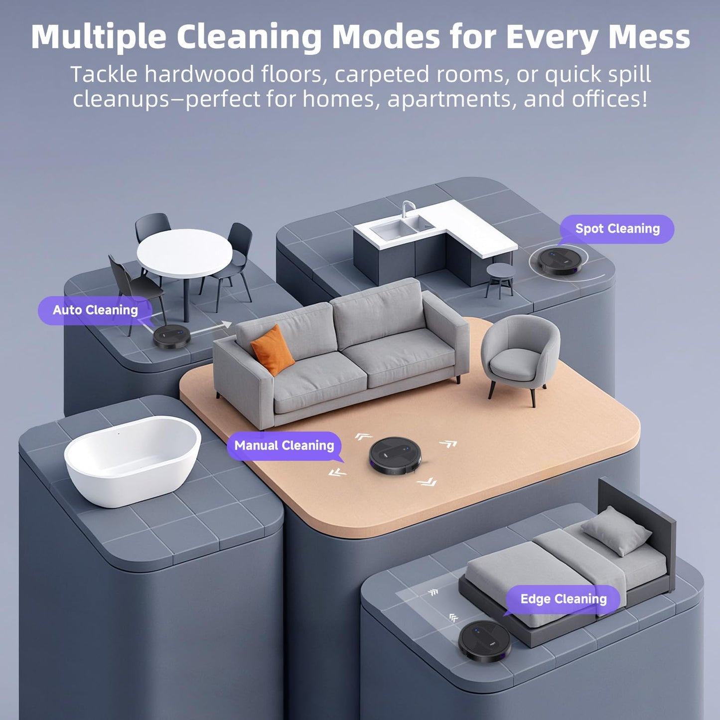 MONSGA Robot Vacuums and mop, 4000Pa Powerful Suction with Self-Charging, 140Mins Runtime, RemoteApp/Voice Control, Ideal for Pet Hair, Hard Floor, Low Pile Carpet (Black)