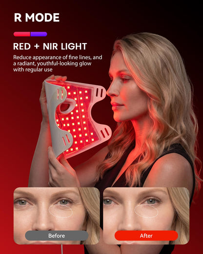 MICEYLIVE Red Light Mask for Face Near-Infrared LED Light Mask, White