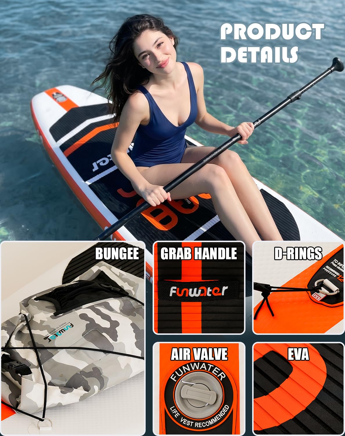 FunWater Inflatable Stand Up Paddle Board with Beginners SUP Accessories