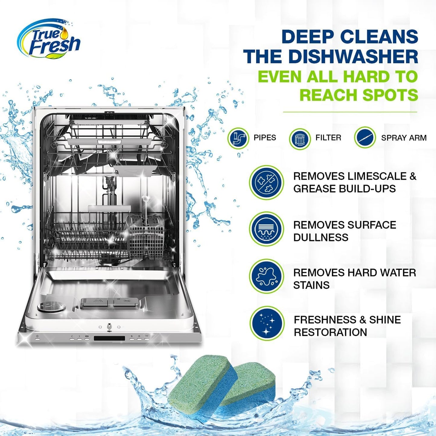 Dishwasher and Washing Machine Cleaner Tablets - 48 Pack Bundle, Deodorizer and Descaler Dishwasher Tablets for Deep Cleaning, Washer Cleaner, 12-Month Supply