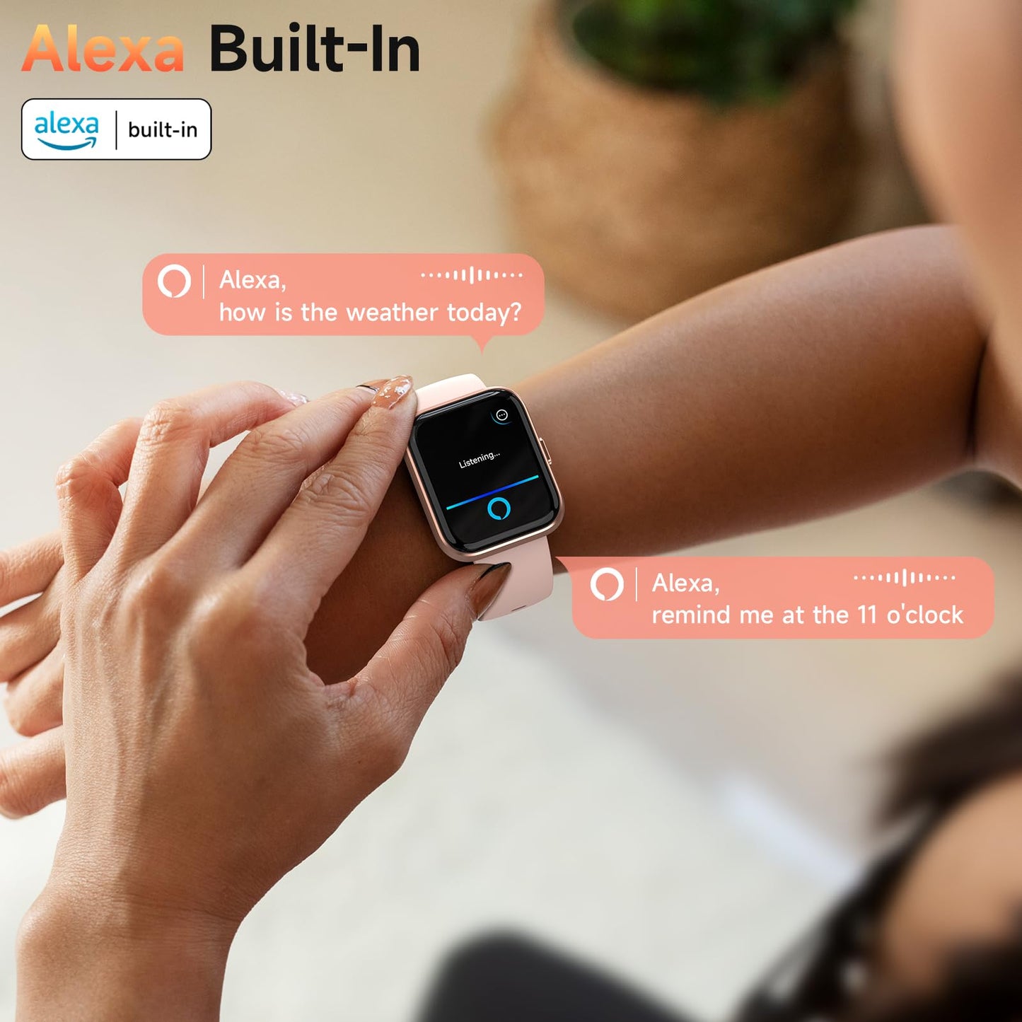 Smart Watch for Women (Android/iPhone), 1.8" UHD Alexa Smart Women Watch with Calls/Messages/Reminders, 3ATM 120+ Sport Modes Fitness Tracker Watch with SpO2/Heart Rate Monitor, Sleep/Activity Tracker