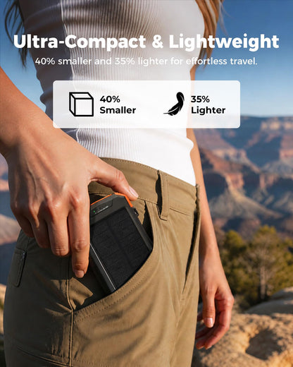 BLAVOR Solar Power Bank 10,000mAh, Wireless Portable Charger, 20W Fast Charging External Battery Pack with USB C for Cell Phones, Solar Panel Charger with Flashlight and Compass for Camping Outdoor