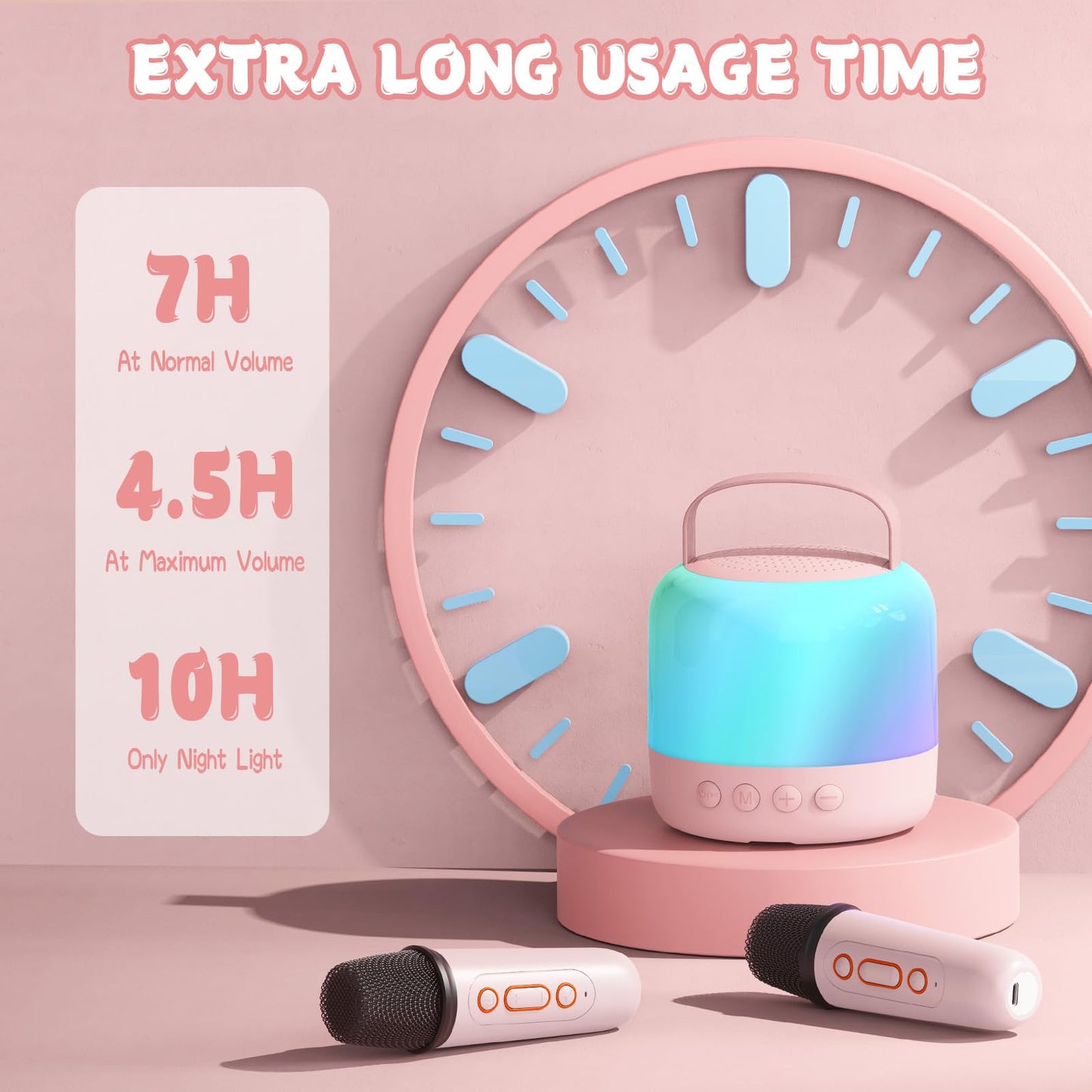 Siaca Karaoke Machine Kids, Mini Karaoke Machine with 2 Wireless Microphone for Kids, Birthday Gift Karaoke Microphone Kids Toys for Girls and Boys 2, 3, 4, 5, 6, 7, 8, 9, 10+ Year Old