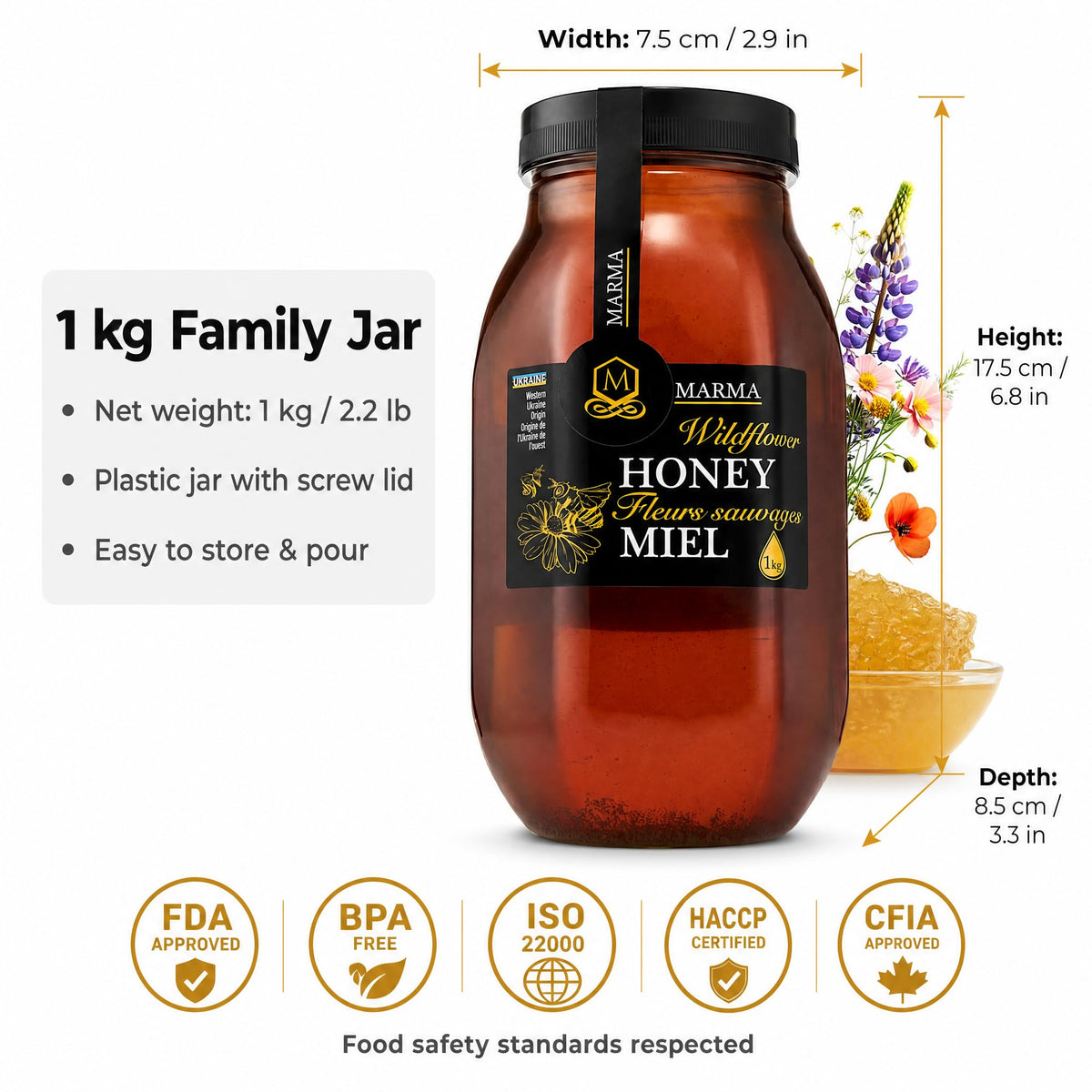 HONIGMA Marma Wildflower Honey, 1000g/35.2oz