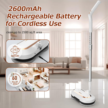 AlfaBot S2 Electric Spin Mop with Water Sprayer for Hardwood & Tile