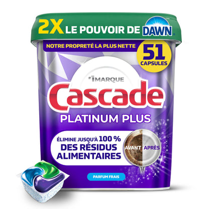 Cascade Platinum Plus Dishwasher Detergent Pods, Dish Detergent Soap, Fresh Scent, 51 Count