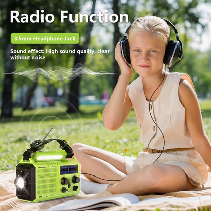 Emergency Radio 5000mAh Solar Hand Crank AM/FM/SW, Flashlight and SOS Alarm