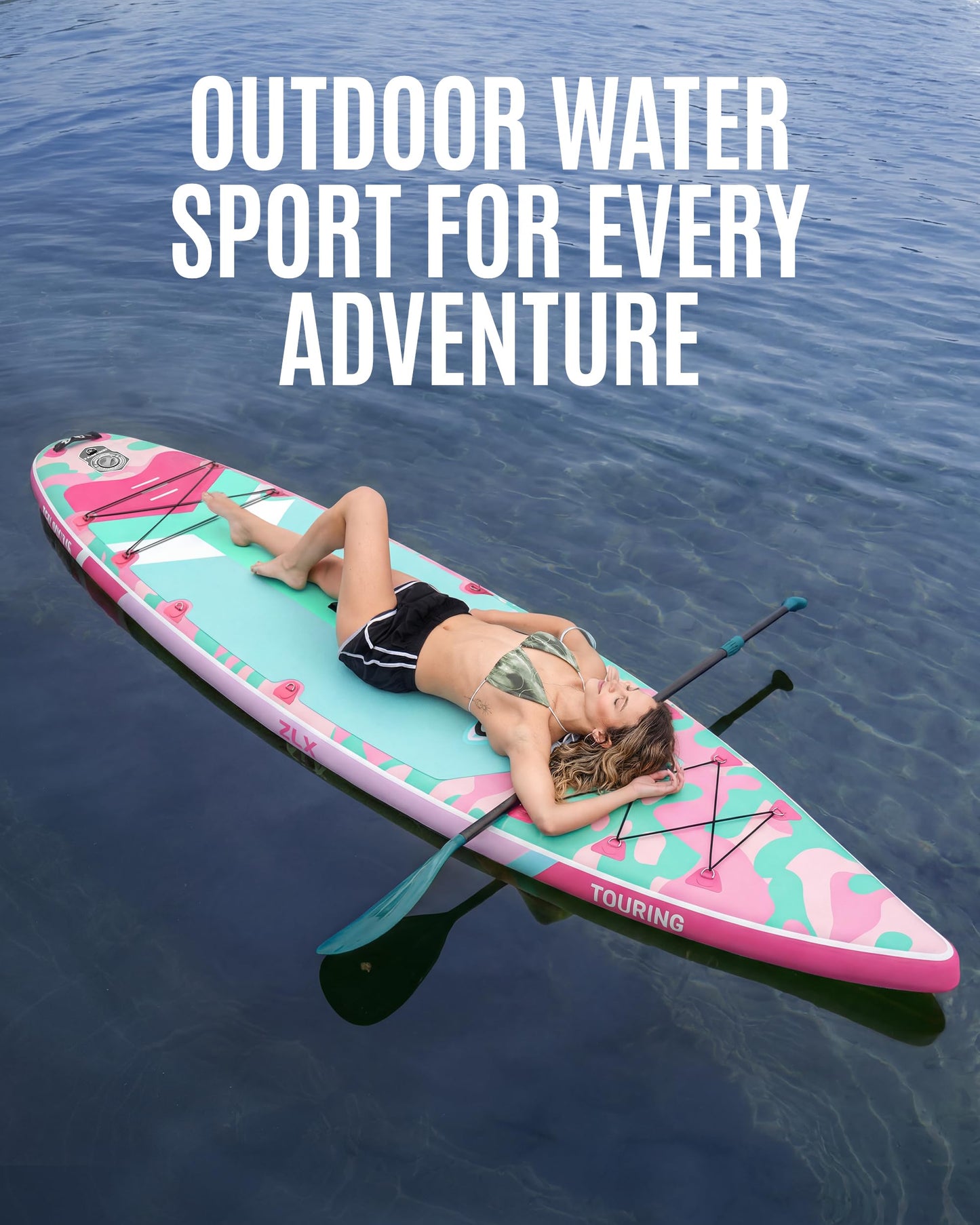 ZLX 11'6" Inflatable Paddle Board, Super Wide Stand Up Paddleboard with Removable Center Fin for Stability & Speed, Touring SUP with Accesssories for All Skill Levels, 500LBS