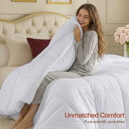 Utopia Bedding Comforters Full Size, All Season Duvet Insert, Down Alternative Box Stitched Bed Comforter with Corner Tabs, Machine Washable (White)