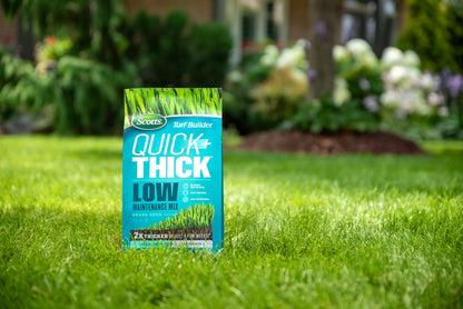 Scotts Turf Builder Quick + Thick Low Maintenance Grass Seed Mix, 1.2kg (182 sq Meters / 1,965 sq feet Coverage) | Grow Thick Green Grass with Less Work, Less Mowing (Easy Lawn Care)