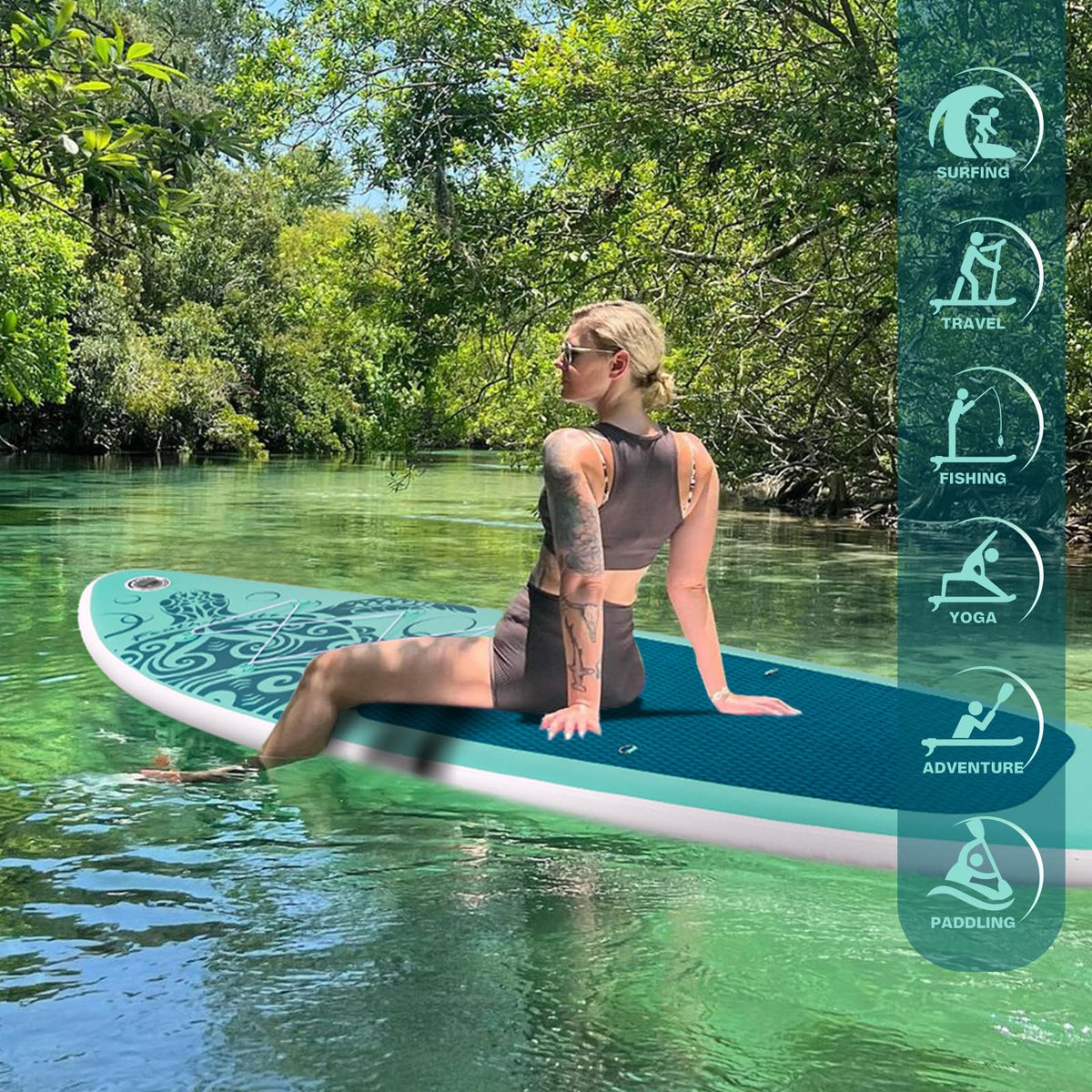 FEATH-R-LITE Inflatable Stand Up Paddle Board with Beginner SUP Accessories