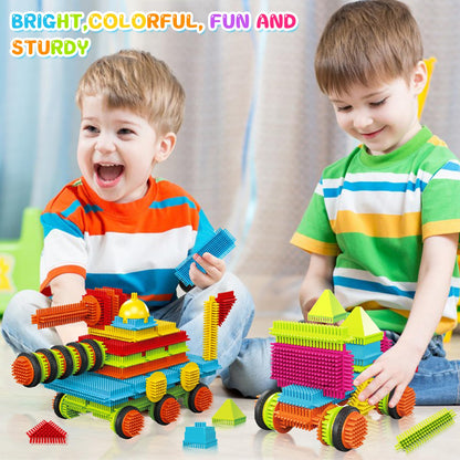 Bristle Blocks,Interlocking Building Blocks Construction Toys for 3 4 5 6 Year Old Boys Girls,Enlarge Building Toy for Creativity Skill,Durable Sensory Toys for Toddlers Christmas Birthday Gift 108PCS