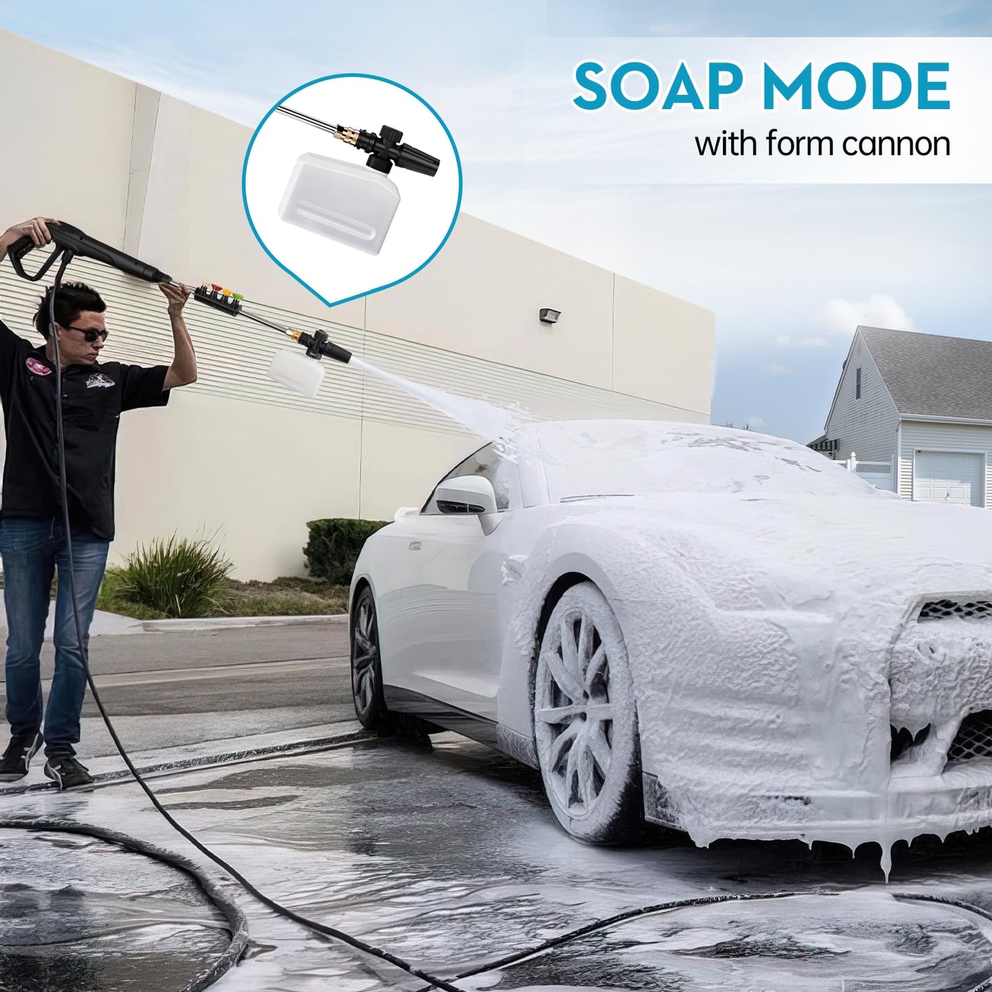 Electric Pressure Washer, 4000PSI High Pressure Washer with 23ft Outlet Hose & 4 Quick Nozzles, 2.6GPM Power Washer with Soap Cannon, Great for Cleaning Car, Siding, Driveways, Fencing