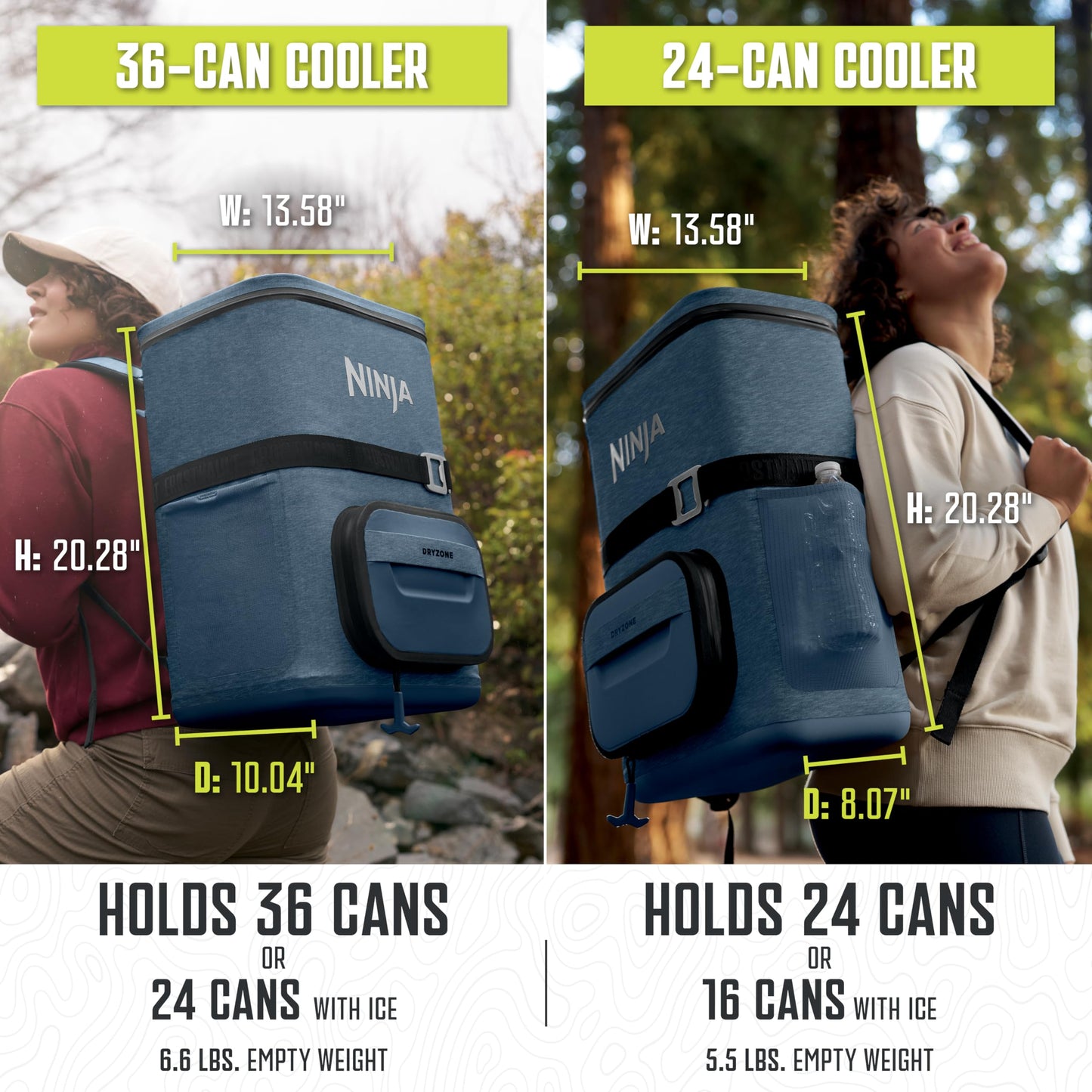 Ninja FrostVault™ Go 36-Can Backpack Cooler, Dry Storage, Lakeshore Blue