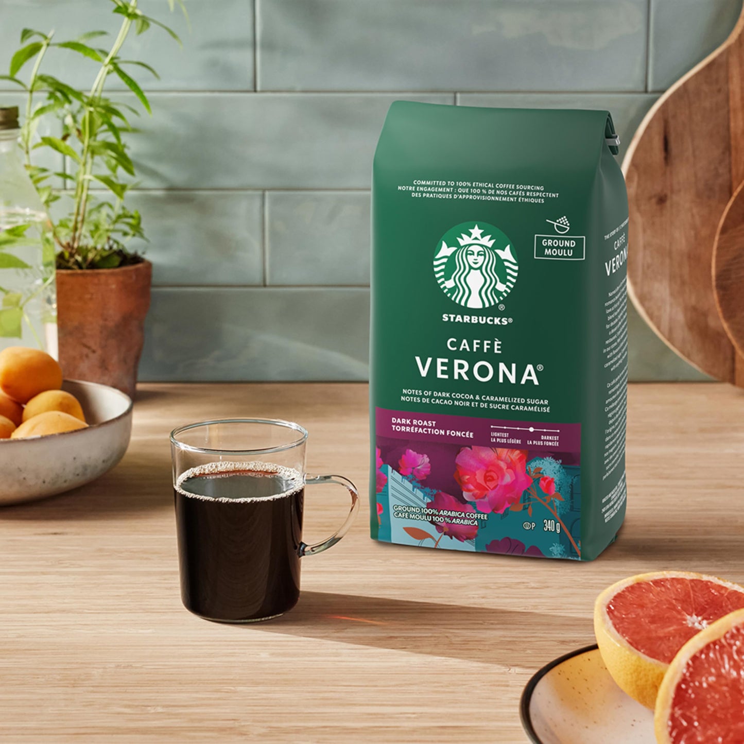 STARBUCKS Italian Roast Dark Roast Ground Coffee Bag, 340 g