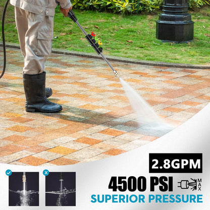 Electric Pressure Washer, 4500PSI High Pressure Washer with 23ft Outlet Hose & 4 Quick Nozzles, 2.8GPM Power Washer with Soap Cannon, Great for Cleaning Car, Siding, Driveways, Fencing