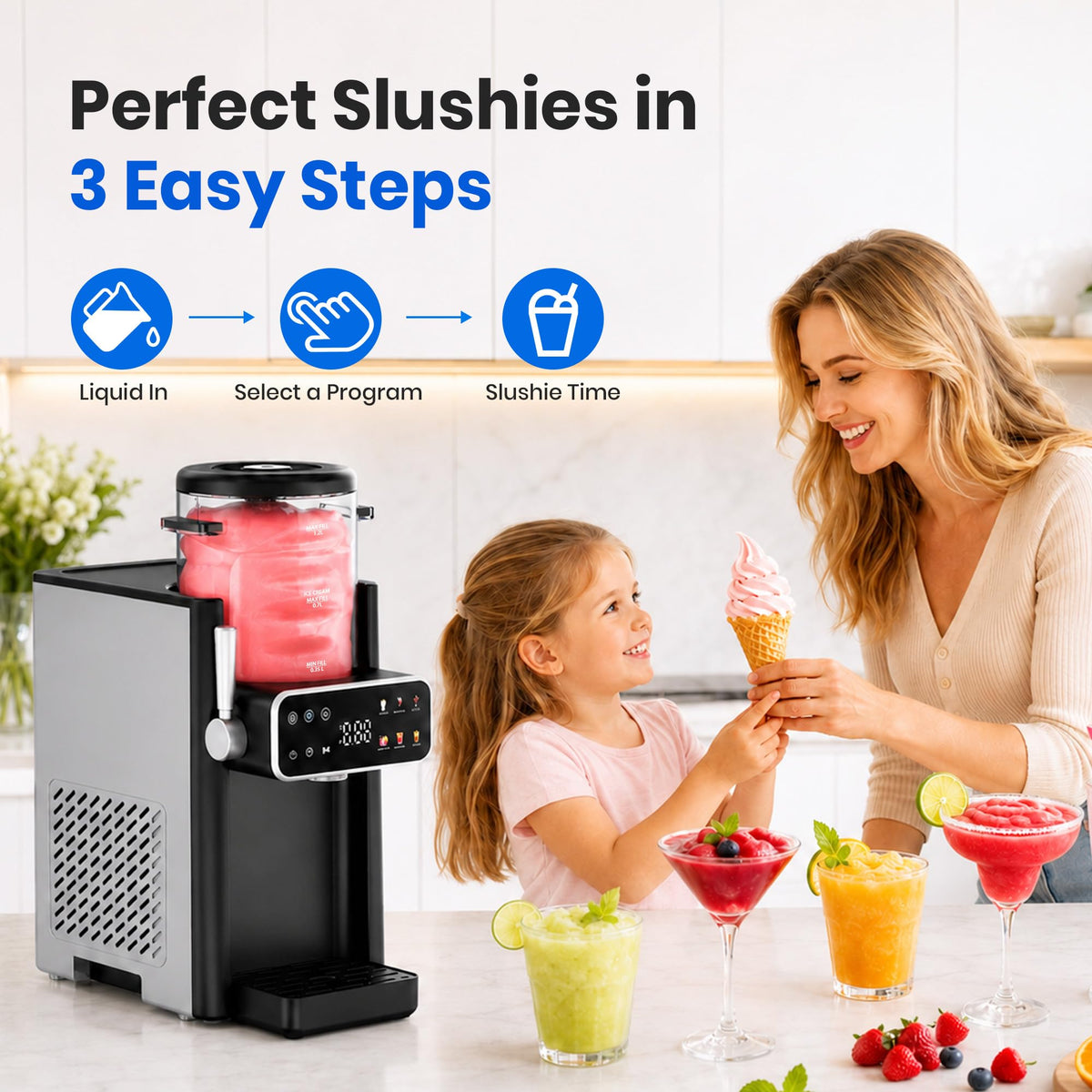 SiroSage Slushie Machine for Home, No Ice Needed Ice Cream Maker, Black