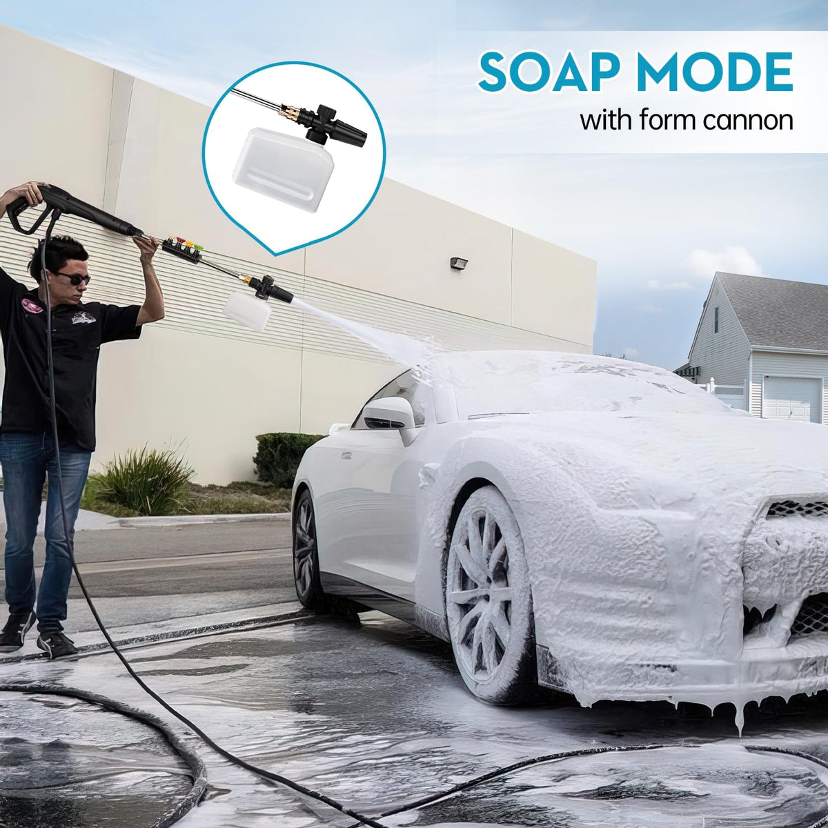 Electric Pressure Washer, 4500PSI High Pressure Washer with 23ft Outlet Hose & 4 Quick Nozzles, 2.8GPM Power Washer with Soap Cannon, Great for Cleaning Car, Siding, Driveways, Fencing