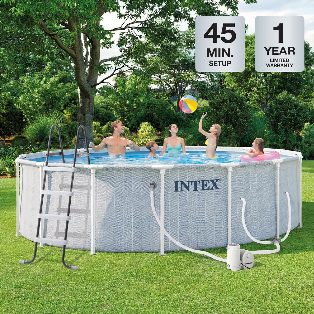 INTEX 26745EP 16Ft X 48In Chevron Prism Frame Premium Above Ground Swimming Pool Set