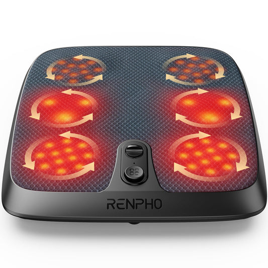 RENPHO Electric Shiatsu Foot Massager with Heat - Foot -Enabled On/Off Pressure Trigger for Easy Use, Deep Kneading Feet & Calf Massager, Birthday Gifts for Women Men, Fits Under Sofa