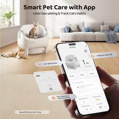 Self Cleaning Cat Litter Box, Automatic Litter Box with APP Control
