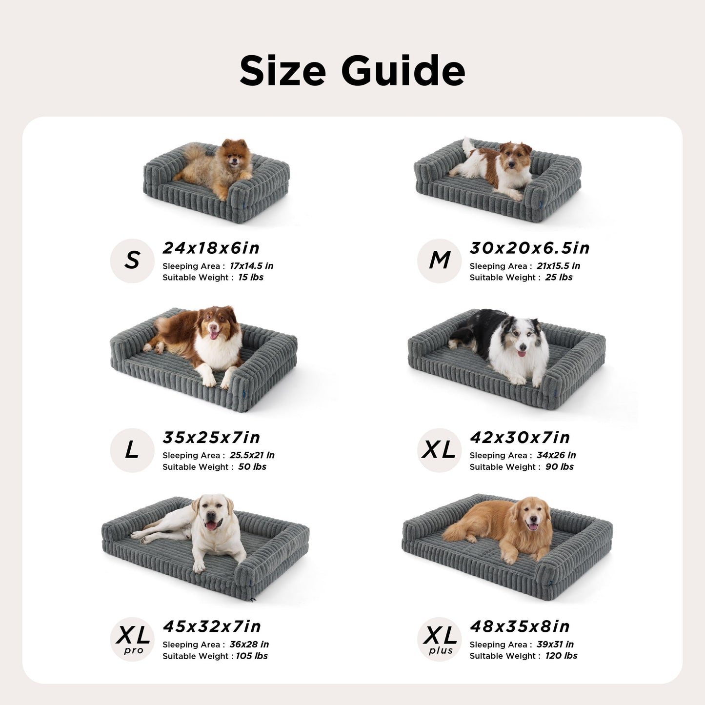 Bedsure ComfyFleece™ Orthopedic Dog Bed Large with Memory Foam, Brown 35"