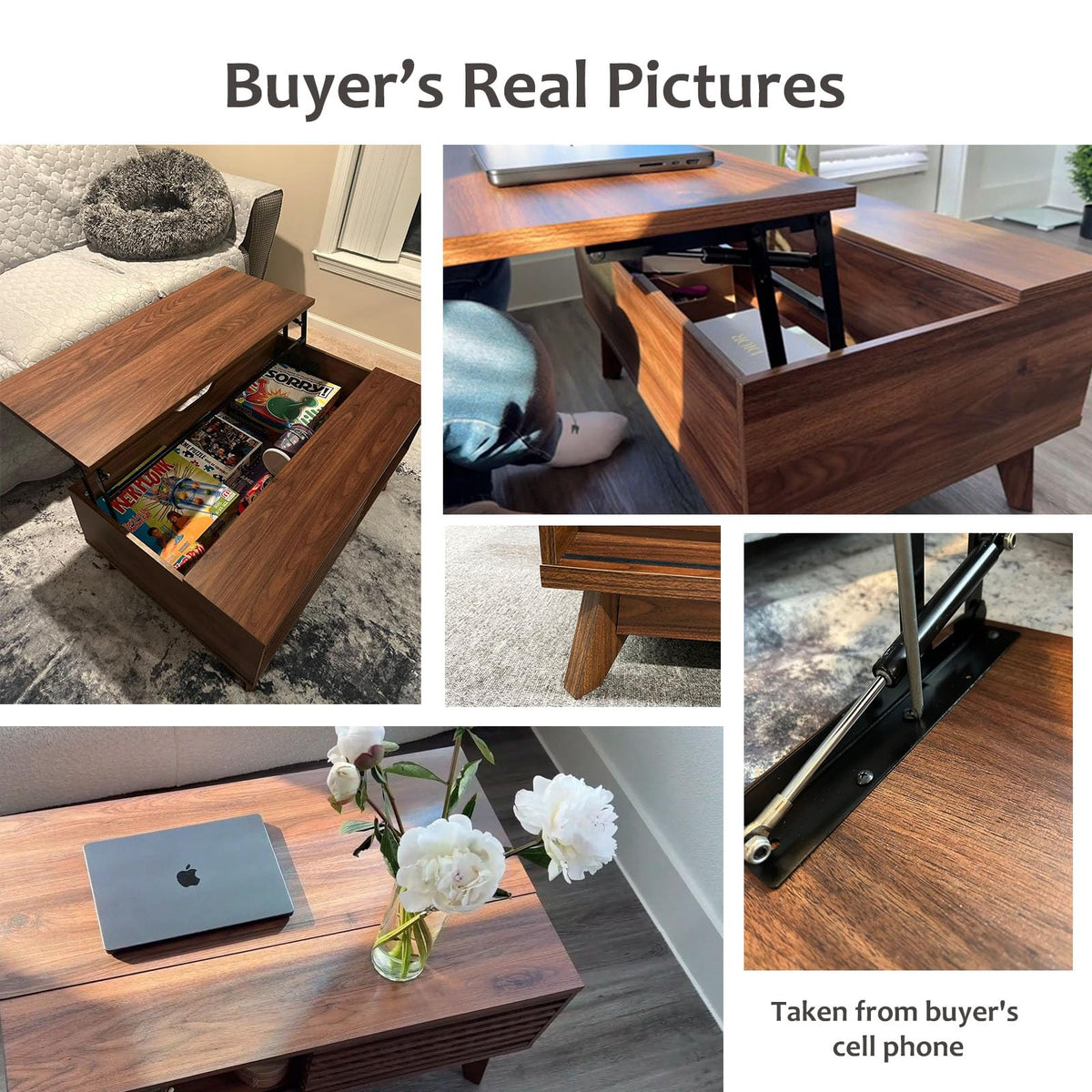 HAIOOU Lift Top Coffee Table with Storage for Living Room 35.4" Walnut