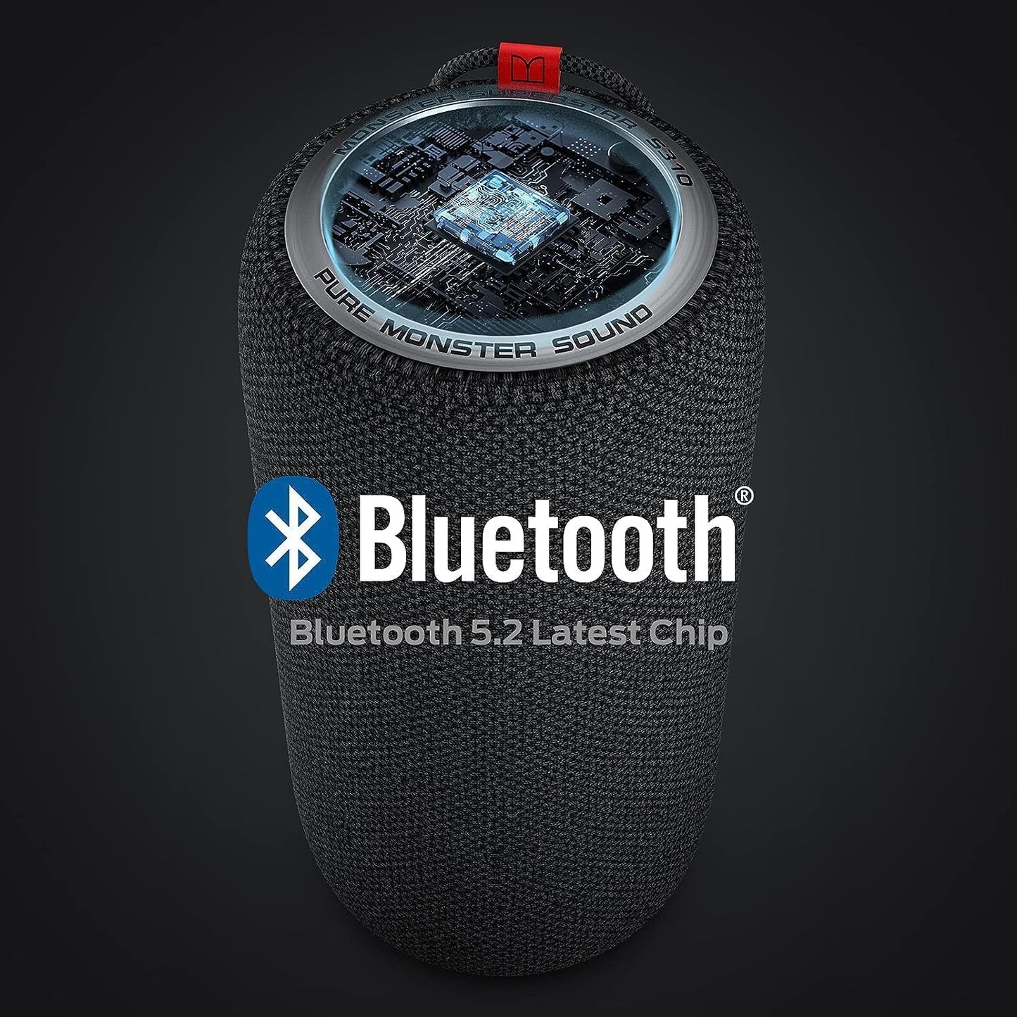 Monster S310 Bluetooth Speaker, Portable Bluetooth Speaker, 30W True Wireless Stereo Pairing Deliver Dynamic Sound, Waterproof Speaker, Bluetooth 5.2 Built-in Mic, 24H, for Family Outdoor