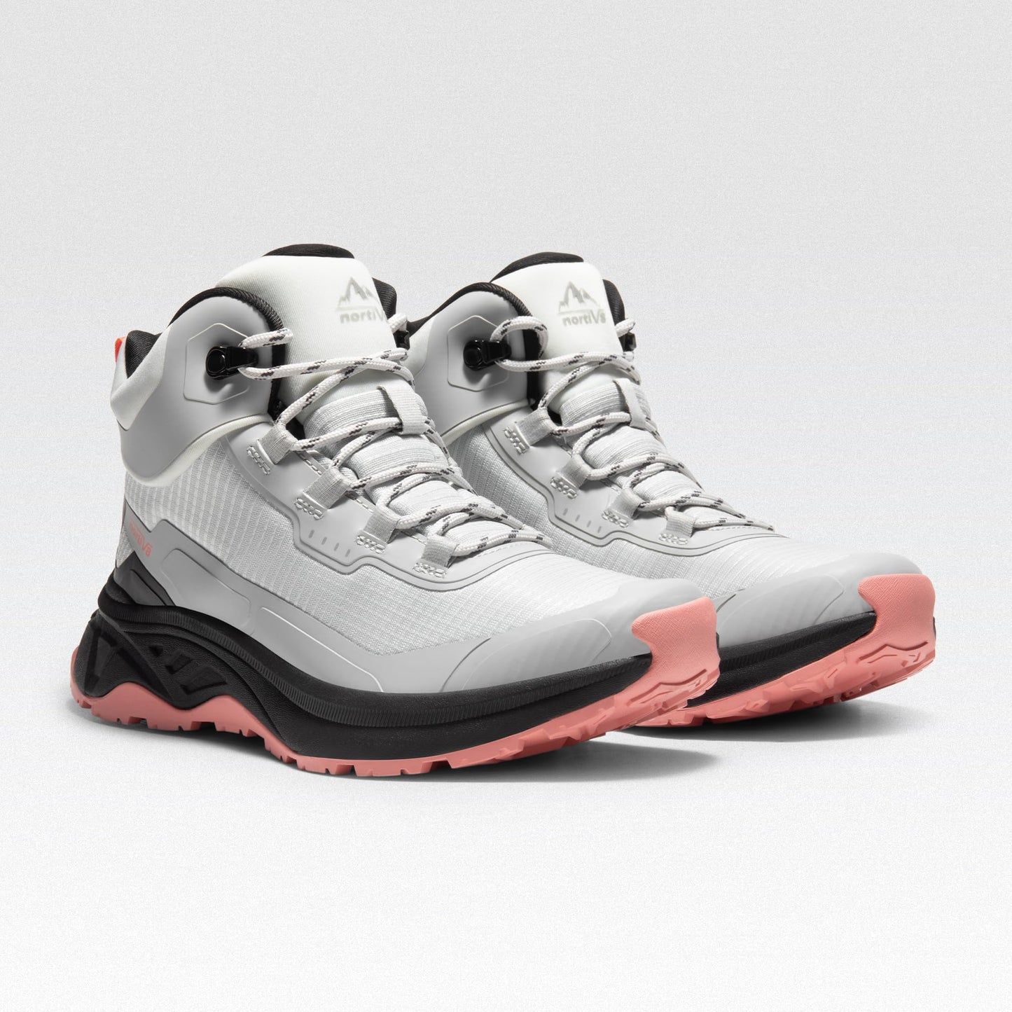 NORTIV 8 Women's Waterproof Lightweight Hiking Boots Outdoor Mid Rubber Backpacking Trekking Trails PATHFINDER,Size 9.5,Grey Pink,SNHB241W
