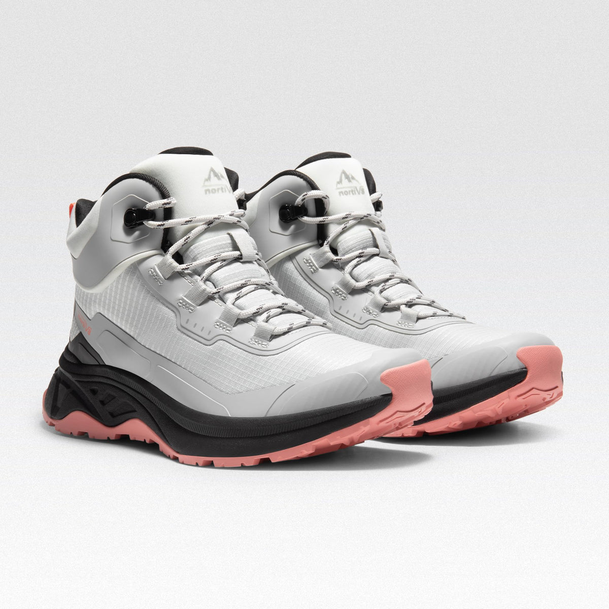 NORTIV 8 Women's Waterproof Lightweight Hiking Boots Outdoor Mid Rubber Backpacking Trekking Trails PATHFINDER,Size 11,Grey Pink,SNHB241W