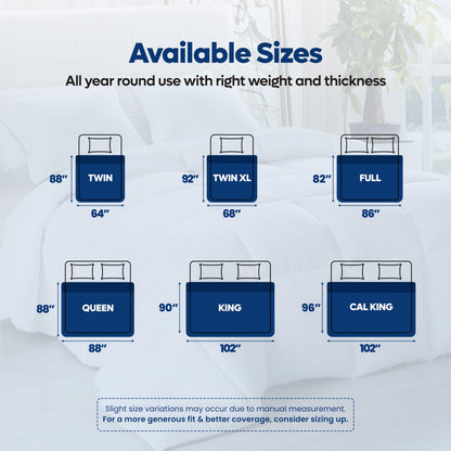 Utopia Bedding Comforters Full Size, All Season Duvet Insert, Down Alternative Box Stitched Bed Comforter with Corner Tabs, Machine Washable (White)
