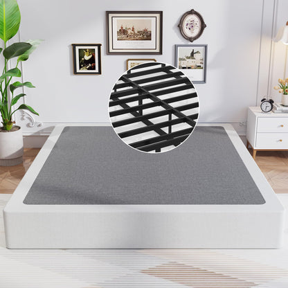 Queen Box Spring, 8 Inch Box Spring for Queen Bed, 2500 lbs Heavy Duty Metal Frame Mattress Foundation with Fabric Cover, Easy Assembly-Noise Free