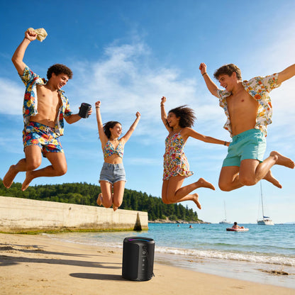 DUDGSIS Portable Bluetooth Speaker Wireless, IPX7 Waterproof Dustproof Mini Speakers, 20W Loud Bass Stereo, 15H Playtime, BT5.3 & TWS, RGB Light, for Outdoor/Shower/Home/Party, Stocking Stuffers
