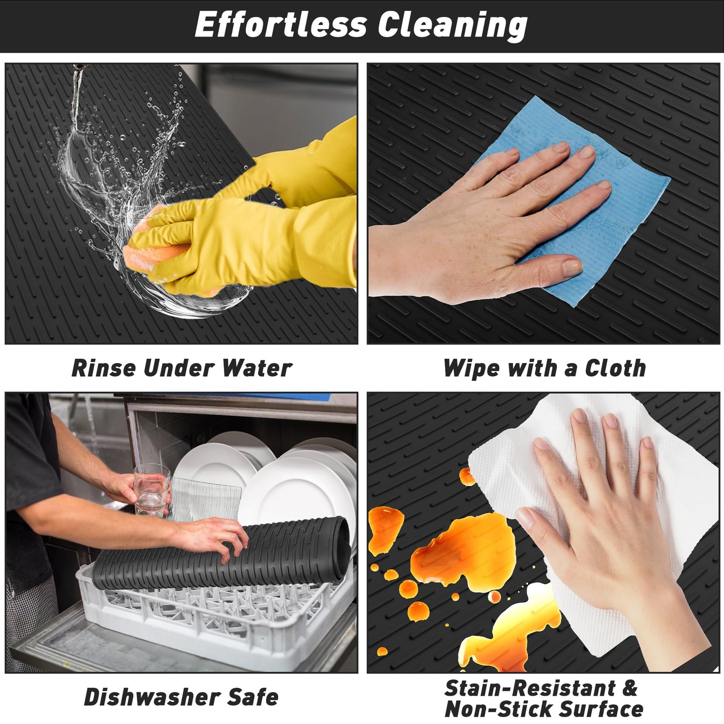 Stove Top Cover for Electric Stove, Silicone Glass Cooktop Protector, 28"x20" Stove Mat, Cooktop Protector, Heat Resistant Range Ceramic Stove Top Covers Mat, Dish Drying Mat XL (Black, 28" x 20")