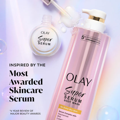 Olay Super Serum Body Wash for Extra Dry Skin, Serum Complex for Luminous Skin, 547 mL
