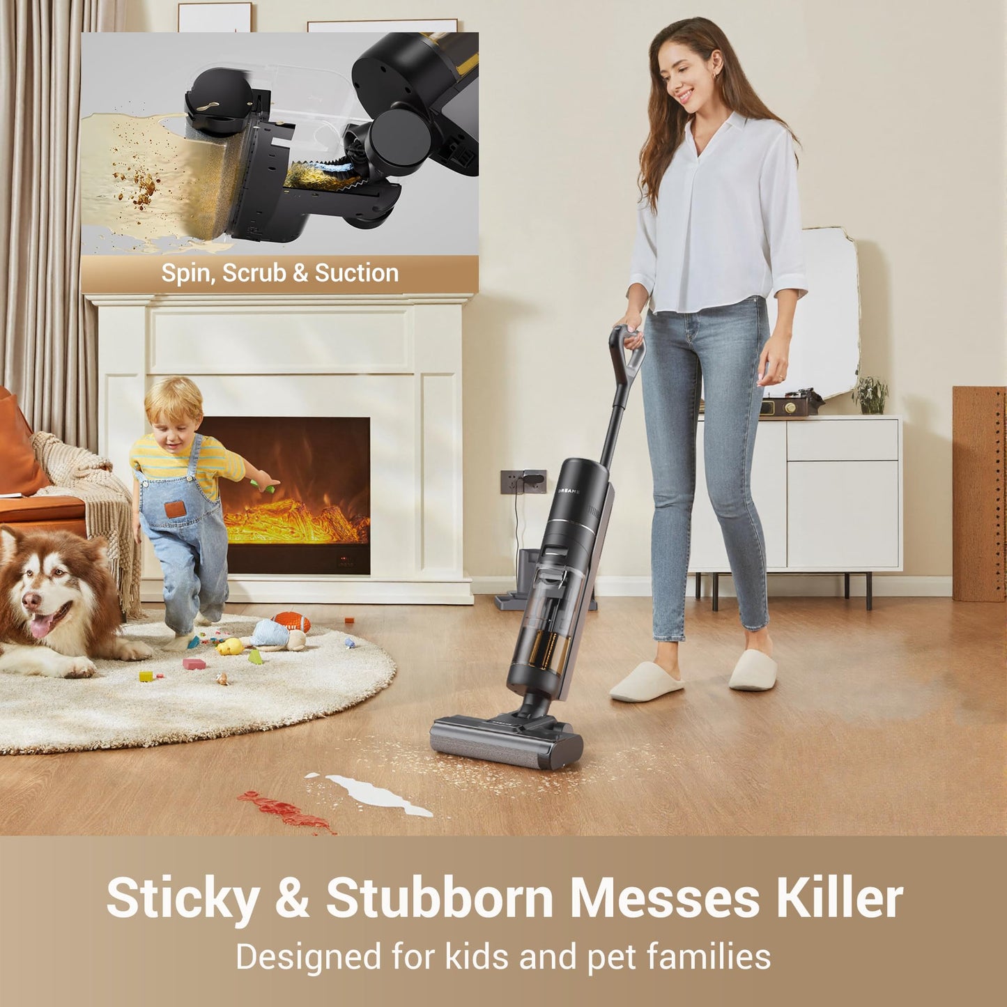 DREAME G10 Cordless Vacuum Mop with Self-Cleaning, Dual Tank Design, All in One Wet Dry Vacuum Cleaner, Up to 30 Mins Runtime, Cordless Floor Washer for Hard Floors