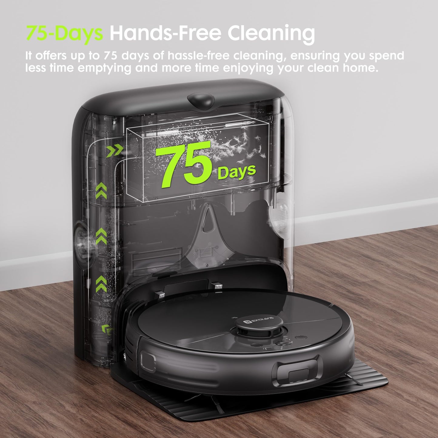 Robot Vacuum and Mop, V5 Pet Hair Tangle Cutter™, 8500Pa, 75-Day Capacity, Laser Navigation, Pet Laser, Ideal for Hair, Hard Floors, Tile, Carpet, Robotic Vacuums Cleaner for App/Alexa Control