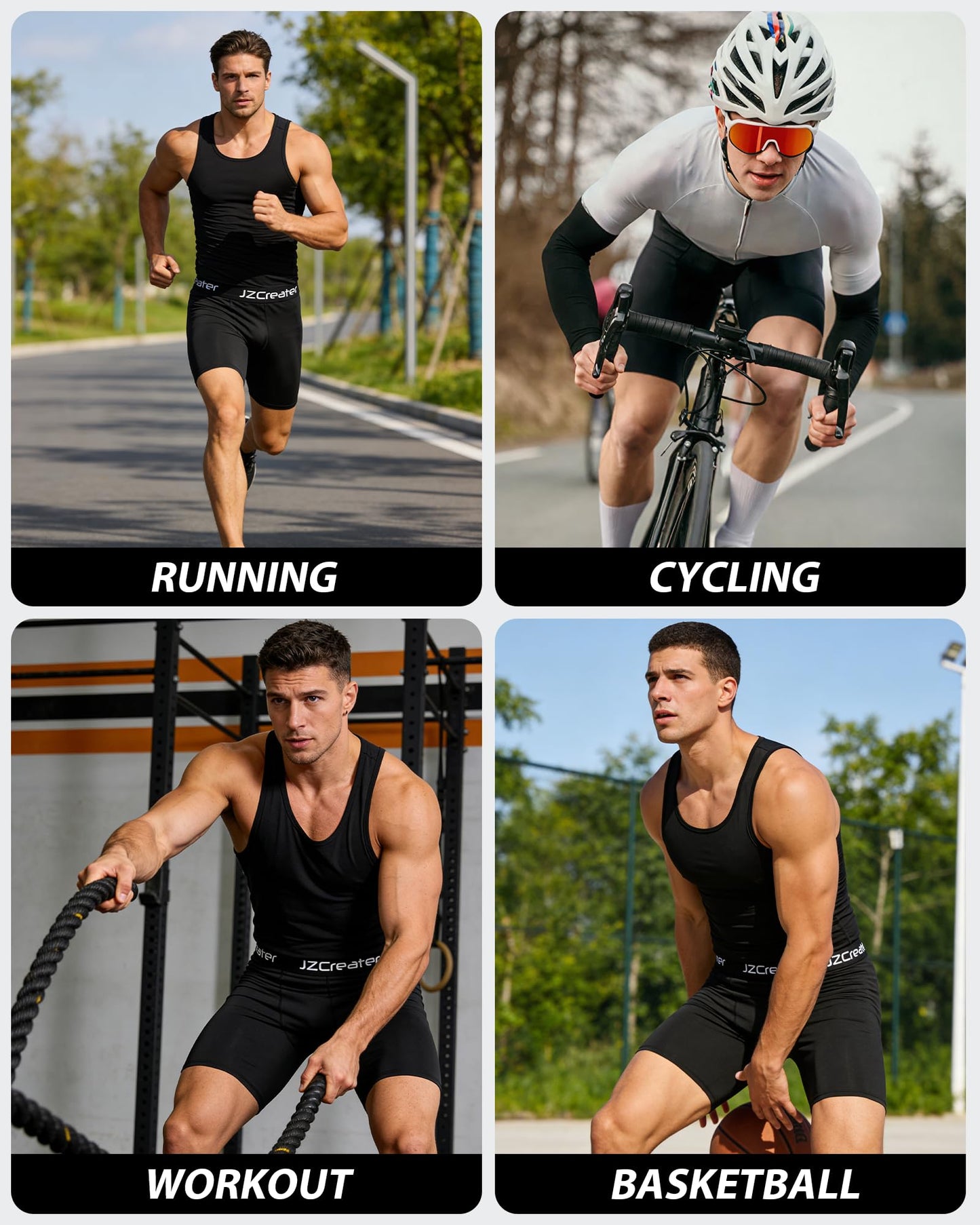 5 Pack Mens Compression Shorts with Pocket, Spandex Running Short Baselayer