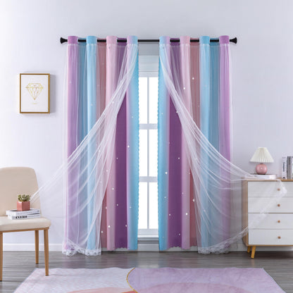 XiDi Blackout Rainbow Curtains 2 Panels for Girls Kids Bedroom Nursery Living Room Decor Rideaux Occultants Drapery with Eyelet for Windows W52xL84 Inch Wall Decals