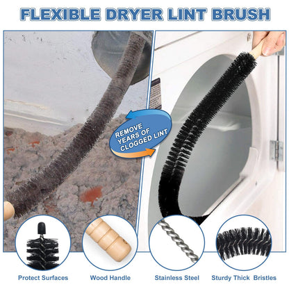 PetOde 2 Pieces Dryer Vent Cleaning Kit, Dryer Vent Cleaner Lint Vacuum Attachment Compatible with Most Vacuum Cleaner and Flexible Dryer Lint Brush, Stretch Universal Connector Lint Remover, Blue