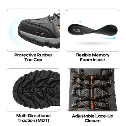 NORTIV 8 Men's Waterproof Hiking Shoes Outdoor Trailing Trekking Camping Walking Shoe Quest,Size 10,Black/Dark/Grey/Orange,Quest-1