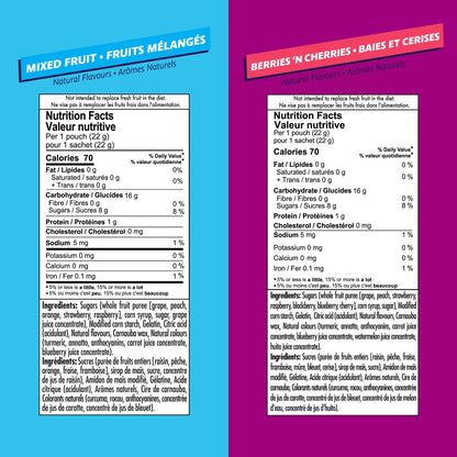Welch's Fruit Snacks, Mixed Fruit & Berries 'N Cherries, Bulk Pack, Gluten Free, Individual Single Serve Bags, 22g (Pack of 72)