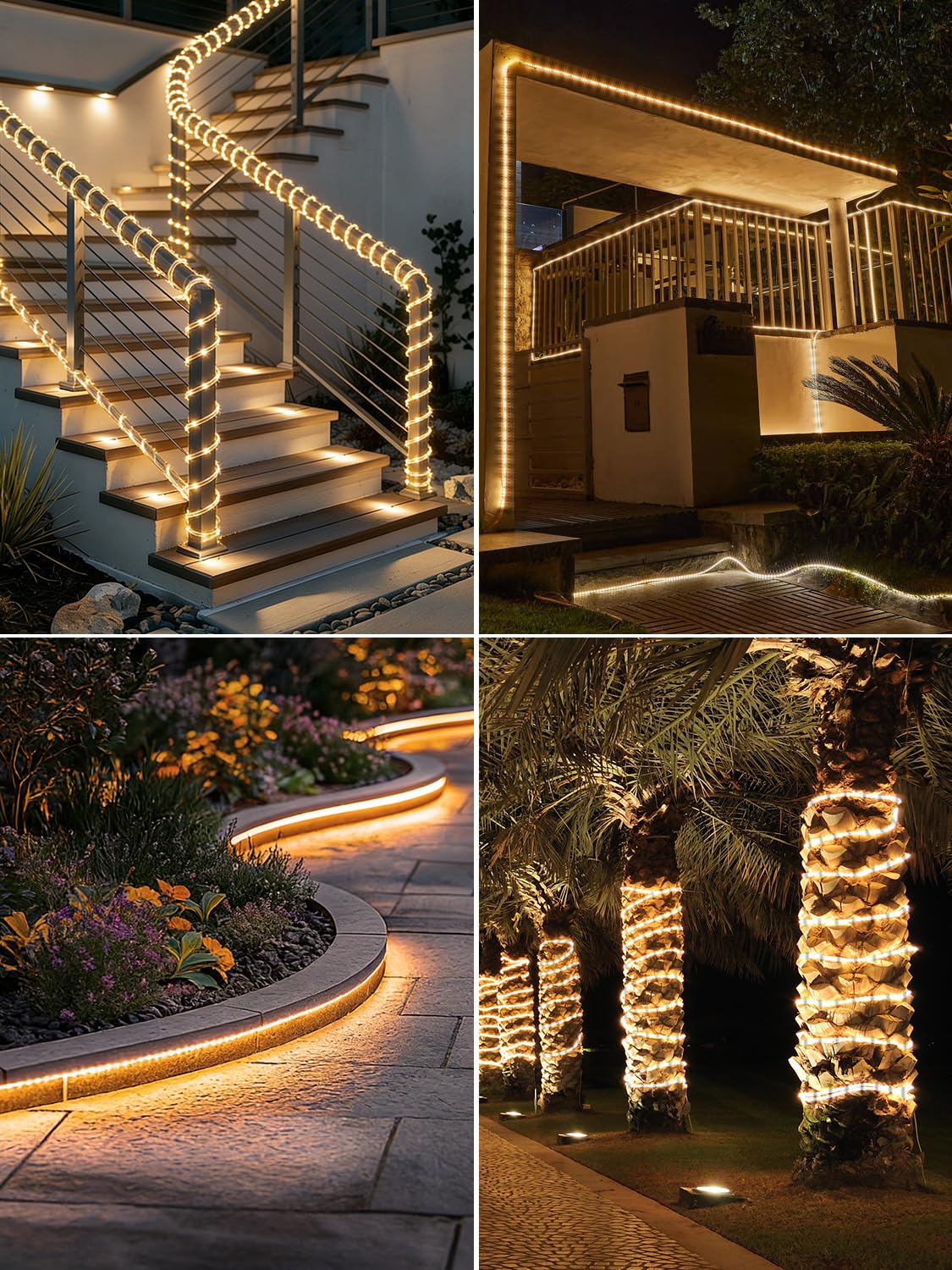 DREAMLAND 66FT Solar Rope Lights, Outdoor String Lights with Remote Control, 200 LED Tube Tree Lights IP65 Waterproof, 8 Lighting Modes Patio Garden Party Wedding Christmas Decorations, Warm White