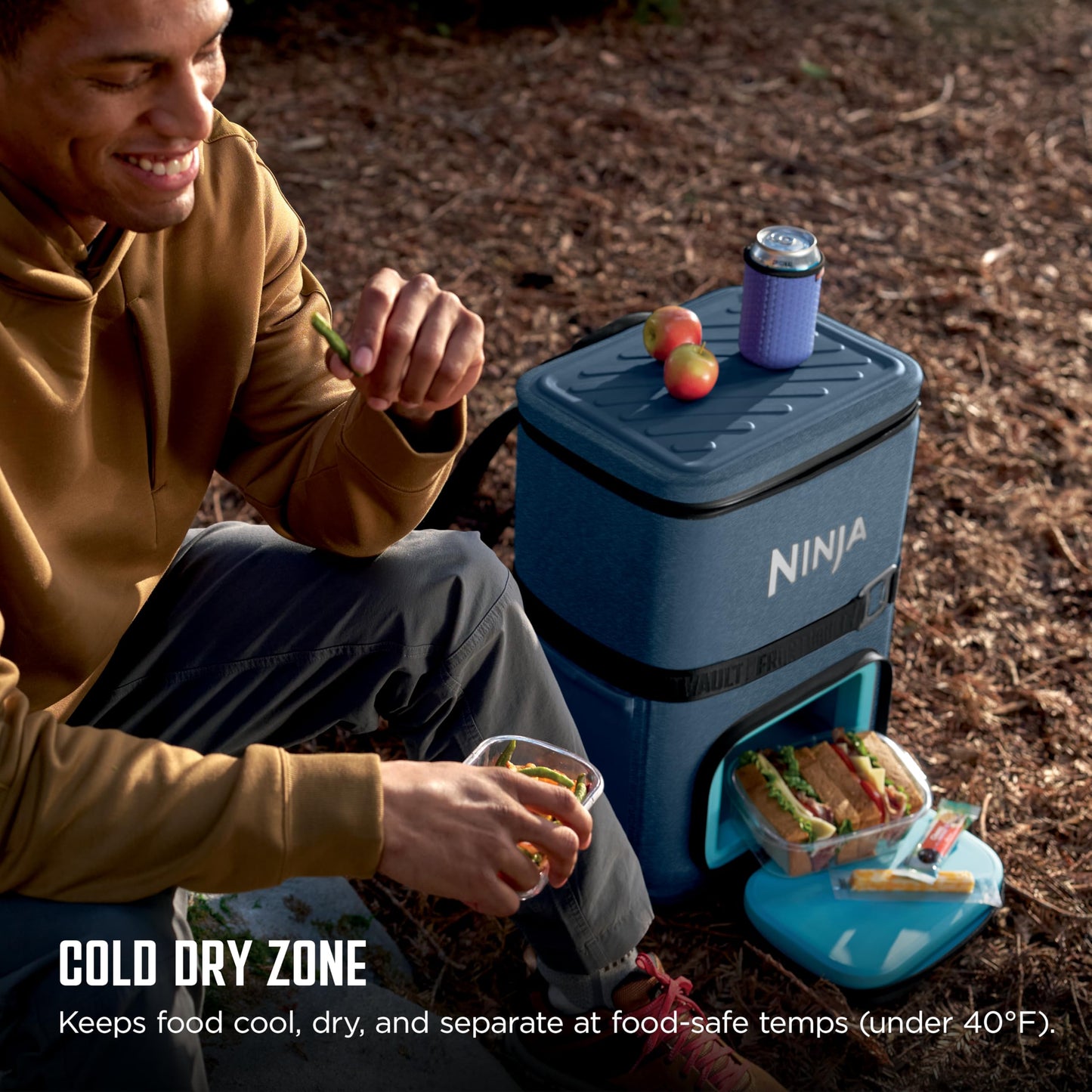 Ninja FrostVault™ Go 36-Can Backpack Cooler, Dry Storage, Lakeshore Blue