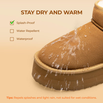 DREAM PAIRS Women's Platform Mini Winter Snow Boots,Chestnut,7