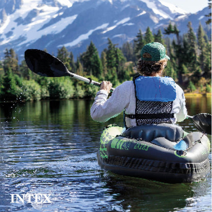 INTEX 68305EP Challenger K1 Inflatable Kayak Set: Includes Deluxe 86in Aluminum Oar and High-Output Pump – Adjustable Seat with Backrest – Removable Skeg – 1-Person – 220lb Weight Capacity