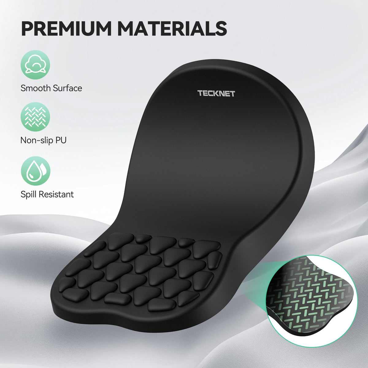TECKNET 8° Ergonomic Mouse Pad with Wrist Rest, Comfortable Massage Design