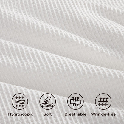Bedsure PureWoven 3 Pieces 100% Cotton Waffle Duvet Cover Set, Queen, White