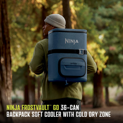 Ninja FrostVault™ Go 36-Can Backpack Cooler, Dry Storage, Lakeshore Blue